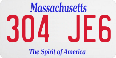 MA license plate 304JE6