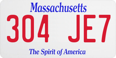 MA license plate 304JE7