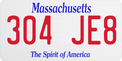 MA license plate 304JE8