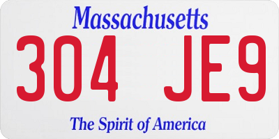 MA license plate 304JE9