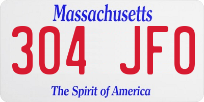 MA license plate 304JF0