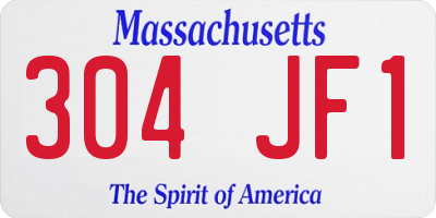 MA license plate 304JF1