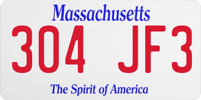 MA license plate 304JF3