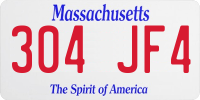 MA license plate 304JF4