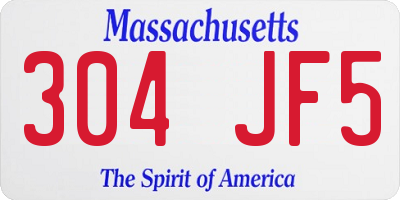 MA license plate 304JF5