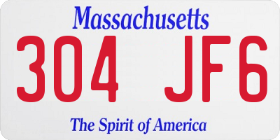 MA license plate 304JF6