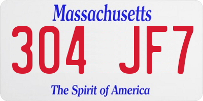 MA license plate 304JF7