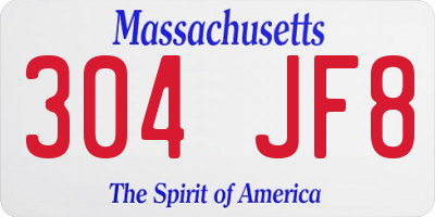 MA license plate 304JF8