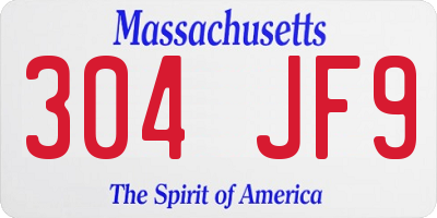 MA license plate 304JF9