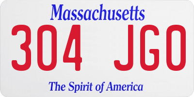 MA license plate 304JG0