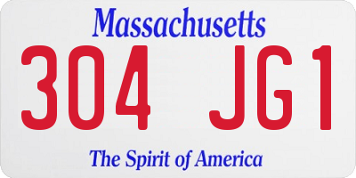 MA license plate 304JG1