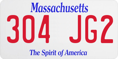 MA license plate 304JG2