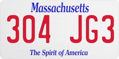 MA license plate 304JG3