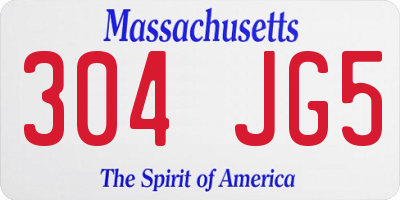 MA license plate 304JG5