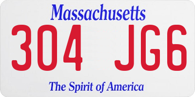 MA license plate 304JG6