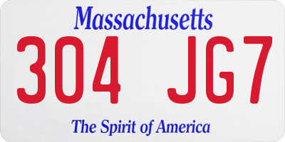 MA license plate 304JG7