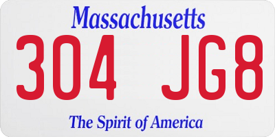 MA license plate 304JG8
