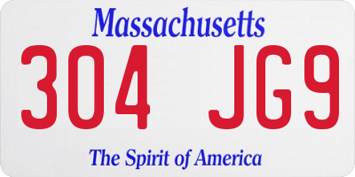MA license plate 304JG9