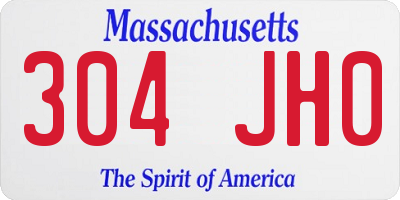 MA license plate 304JH0