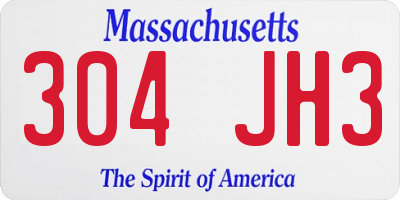 MA license plate 304JH3