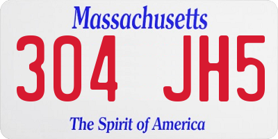 MA license plate 304JH5