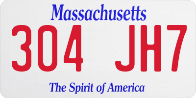 MA license plate 304JH7