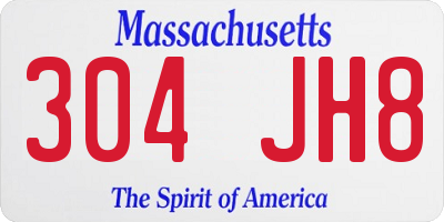 MA license plate 304JH8