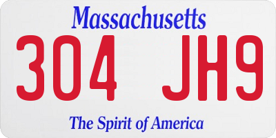MA license plate 304JH9