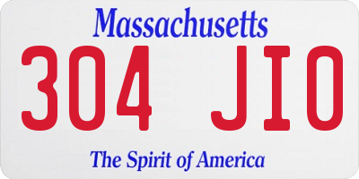 MA license plate 304JI0