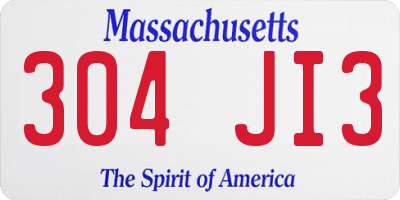 MA license plate 304JI3