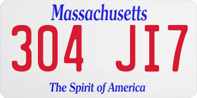 MA license plate 304JI7
