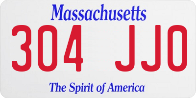 MA license plate 304JJ0