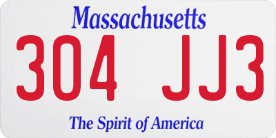 MA license plate 304JJ3