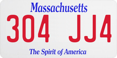 MA license plate 304JJ4