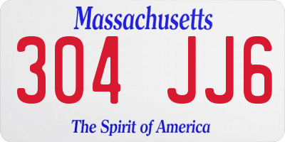 MA license plate 304JJ6