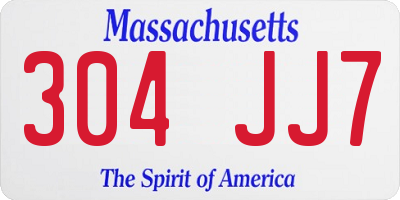 MA license plate 304JJ7
