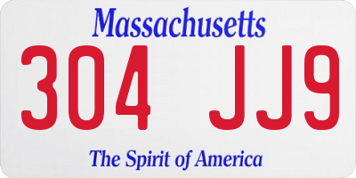 MA license plate 304JJ9