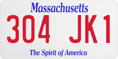MA license plate 304JK1