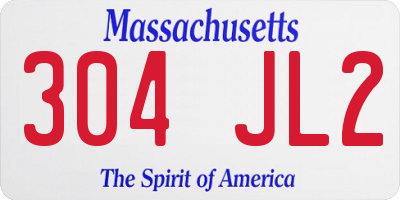 MA license plate 304JL2