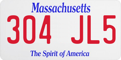 MA license plate 304JL5