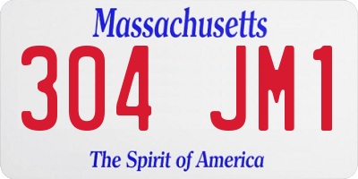 MA license plate 304JM1
