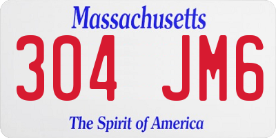 MA license plate 304JM6