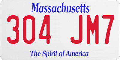 MA license plate 304JM7
