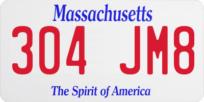 MA license plate 304JM8