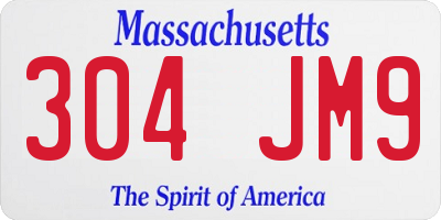 MA license plate 304JM9