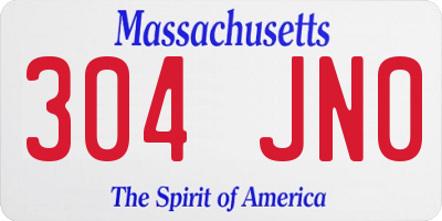 MA license plate 304JN0