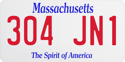 MA license plate 304JN1