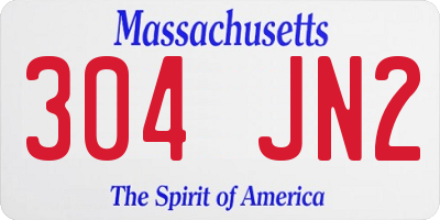MA license plate 304JN2