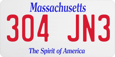 MA license plate 304JN3