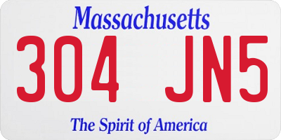 MA license plate 304JN5